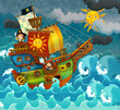 The pirates on the sea - illustration for the children