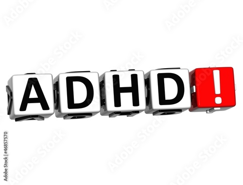 Illustration: 3D ADHD Button Click Here Block Text 3D ADHD Button Click Here Block Text