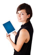 Young woman looking at modern tablet