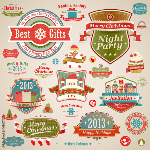 Vector: Christmas vintage set Christmas vintage set