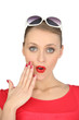 Sophisticated woman with expression of surprise