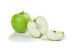 Cut green apple on white