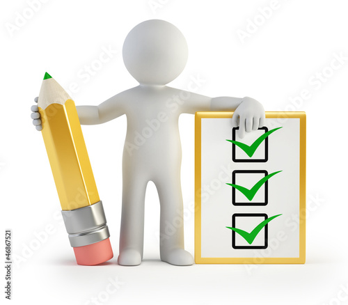Illustration: 3d small people - clipboard and pencil 3d small people - clipboard and pencil