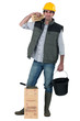 Bricklayer carrying bucket
