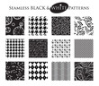 Set of 12 Seamless Black and White Patterns