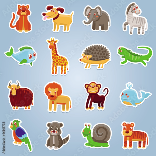 Vector: Vector collection with 16 cartoon animals Vector collection with 16 cartoon animals