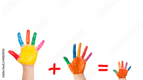 Photo: Father plus mother - result baby. Concept of family Father plus mother - result baby. Concept of family