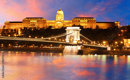 Photo: Budapest castle and chain bridge, Hungary Budapest castle and chain bridge, Hungary