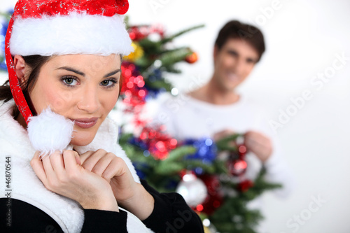 Photo: Couple celebrating Christmas. Couple celebrating Christmas.