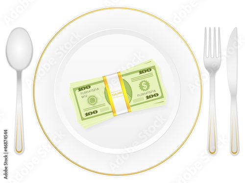 Vector: plate cutlery and dollar pack plate cutlery and dollar pack