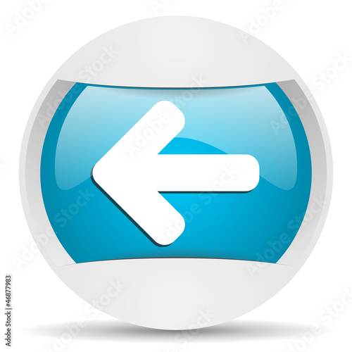 Illustration: arrow left round blue web icon on white background arrow left round blue web icon on white background