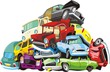 Vector: bunch of old wrecked cars bunch of old wrecked cars
