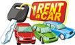 Vector: three car on a key with keychain background three car on a key with keychain background