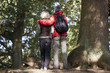 A mature couple looking at their surroundings, rear view
