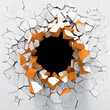 Destruction of a white wall