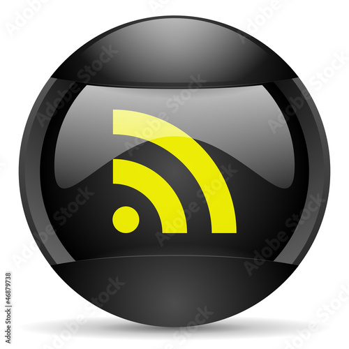 Illustration: rss round black web icon on white background rss round black web icon on white background