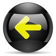 arrow left round black web icon on white background