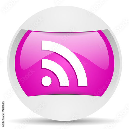 Illustration: rss round violet web icon on white background rss round violet web icon on white background
