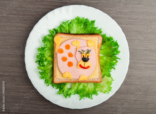 Photo: design food. Creative sandwich for child with picture little pu design food. Creative sandwich for child with picture little pu