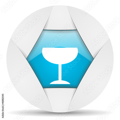 Illustration: glass round blue web icon on white background glass round blue web icon on white background