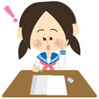 セーラ服の学生　テスト　気づく