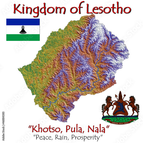 Vector: Lesotho Africa national emblem map symbol motto Lesotho Africa national emblem map symbol motto