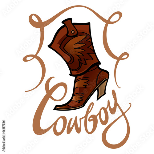 Vector: Cowboy boot fashion leather foot wear shoe Cowboy boot fashion leather foot wear shoe