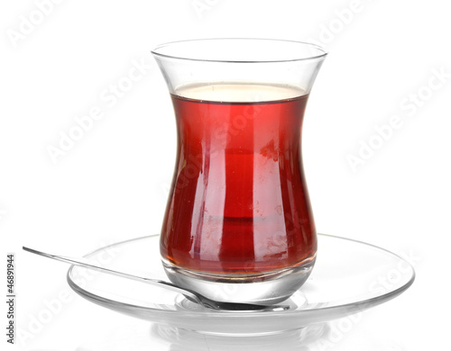 Photo: glass of Turkish tea isolated on white glass of Turkish tea isolated on white