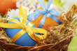 Colorful easter eggs in the basket
