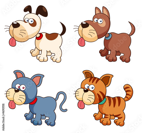 Vector: illustration of cartoon dogs and cats illustration of cartoon dogs and cats