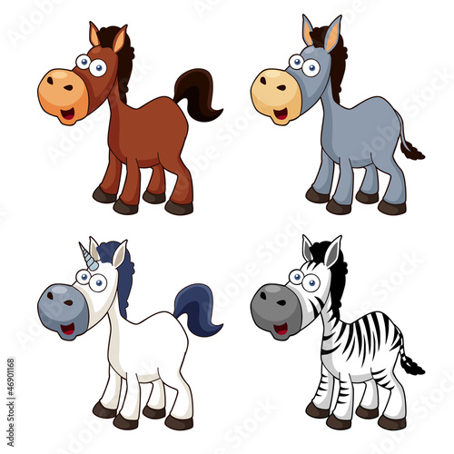 Vector: illustration of Cartoon horse set Vector illustration of Cartoon horse set Vector