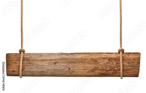 Photo: wooden sign background message rope hanging wooden sign background message rope hanging