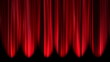 Red Curtains open, white background
