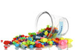 Photo: Scattered pieces of paper and colored stones with dreams in Scattered pieces of paper and colored stones with dreams in