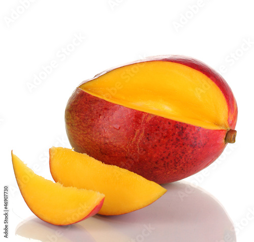 Photo: Ripe appetizing mango isolated on white Ripe appetizing mango isolated on white