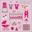 Set of baby girl icons