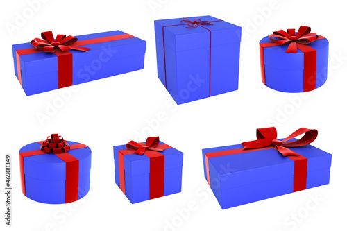 Illustration: Set of gift boxes with beautiful ribbons and bows Set of gift boxes with beautiful ribbons and bows