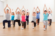 Group of people doing aerobics exercises