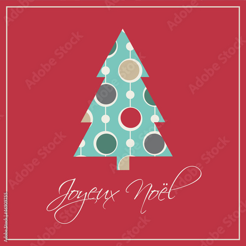 Vector: Carte de Noël avec arbre et boules de Noël Carte de Noël avec arbre et boules de Noël