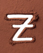 Letter Z made of cocoa powder