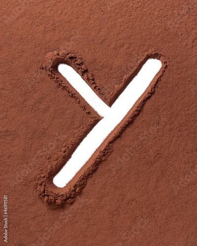 Photo: Letter Y made of cocoa powder Letter Y made of cocoa powder