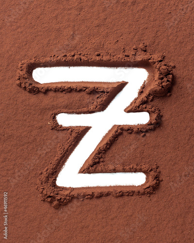 Photo: Letter Z made of cocoa powder Letter Z made of cocoa powder