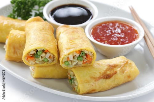 Photo: homemade egg rolls, vegetarian food homemade egg rolls, vegetarian food