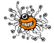Cartoon monster with many eyes