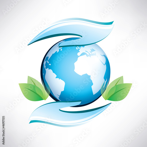 Vector: green planet, safety of environment, ecology concept green planet, safety of environment, ecology concept