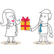 Figur, Geschenk, überreichen, Mann, Frau