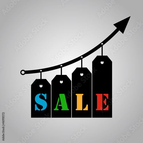 Vector: Sales growth - hanging ribbons Sales growth - hanging ribbons