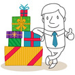 Geschäftsmann, Geschenke, Daumen hoch