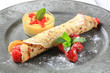 Raspberry-filled crepe