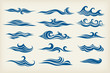 set from sea waves - stylized design